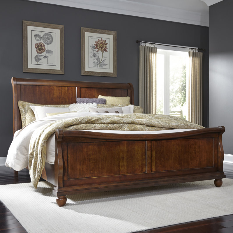 Kaulder Sleigh Bed, California King, Rustic Cherry