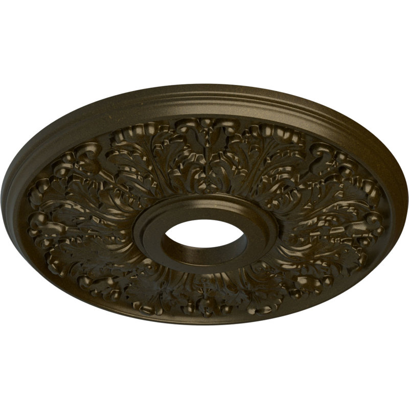 Médaillon de plafond Endurathane Genevieve, DE 16 1/8 po x P 3 1/2 po x P 7/8 po (convient aux auvents jusqu'à 3 1/2 po), fini étain peint à la main