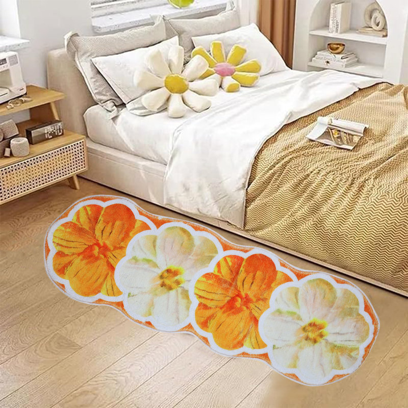 Tapis de chevet pastoral pour chambre à coucher avec table basse pour enfants, décoration intérieure, orange