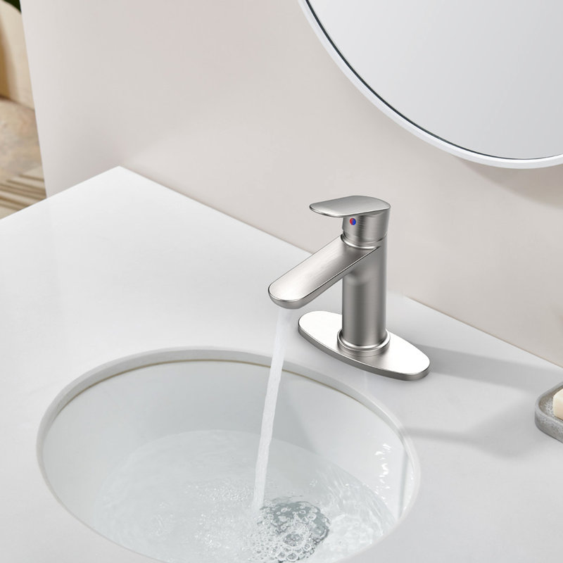 Bathroom Faucet Brushed Nickel Style - 1 Hole Deck Mount, Scratch Surface, Efficient Water Flow, User- Install, Silver
