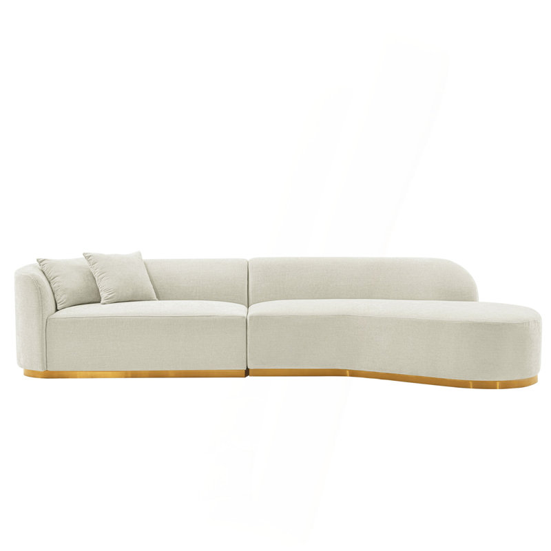 Canapé modulaire 132 po en chenille, Ivoire ivoire