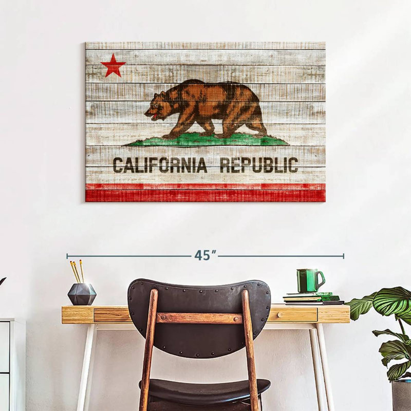 Borges Rustic California Flag, 26" H x 39" W