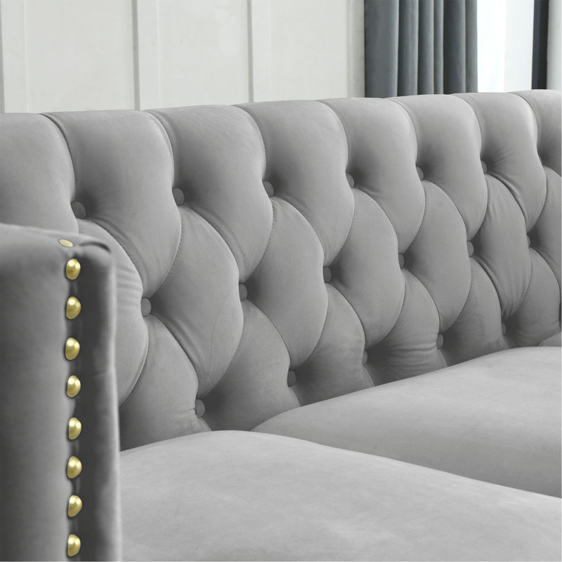 {Contactez-nous pour le modelage 3D} Canapé en velours pour le salon, Gris