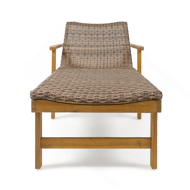 Chaise longue en bois et osier Hampton, Naturel