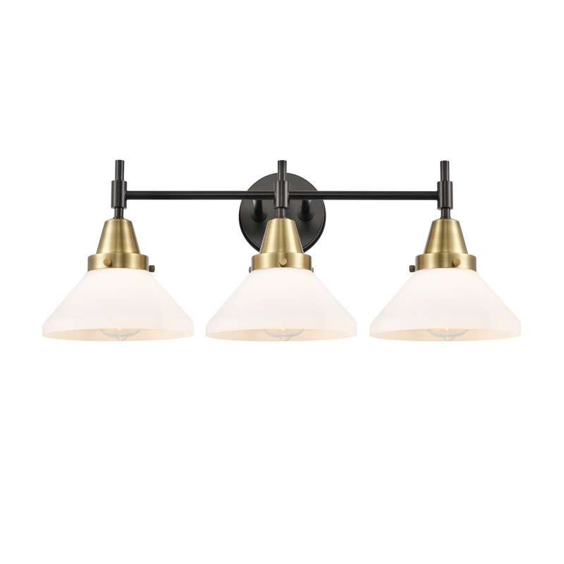 Éclairage de salle de bain à intensité variable à 3 lumières Amede, Blanc mat, Noir/laiton antique