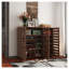 Armoire à chaussures à 5 niveaux en noyer avec tablettes réglables - Range-chaussures en bois avec portes à persiennes pour entrée, couloir, chambre à coucher