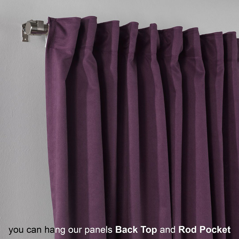 Panneau simple décoratif occultant très long et très large doublé, L 100 po x L 108 po, Mauve