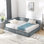 Cadre de lit double capitonné avec rangement pleine grandeur, cadre de canapé-lit avec dossier et accoudoirs confortables, lit double pour chambre à coucher, salon, velours