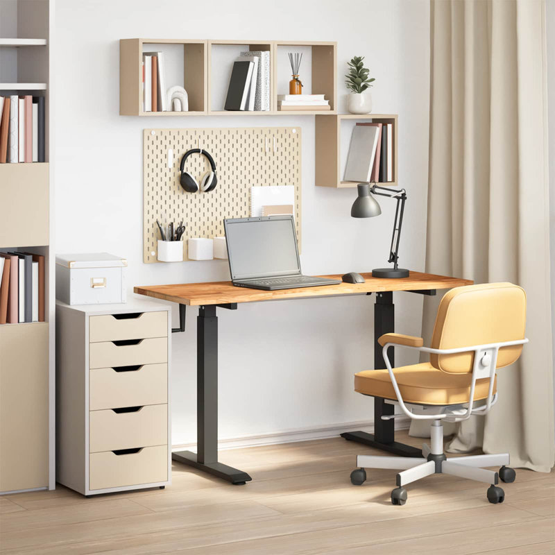 Adjustable Standing Desk, Light Brown, Black