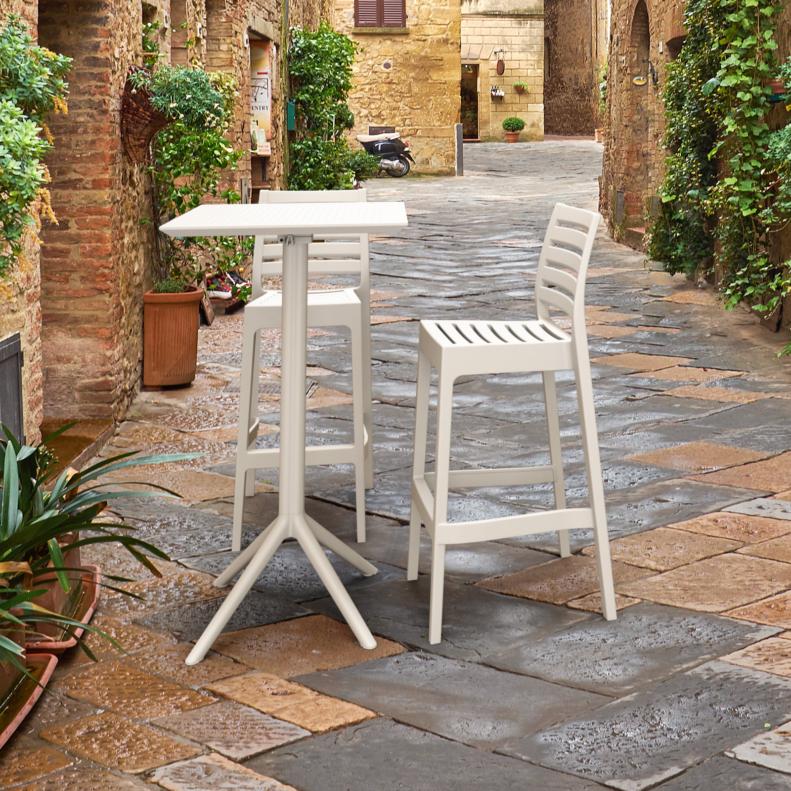 Farrah 24" Patio Dining Set, White