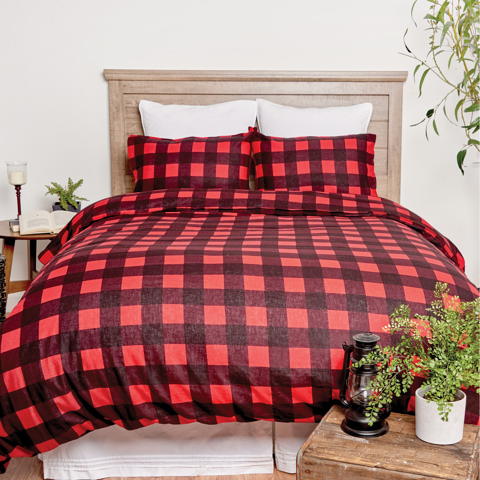 Peyton Reversible Duvet Cover Set, Full/Queen Duvet Cover + 2 Shams , Red