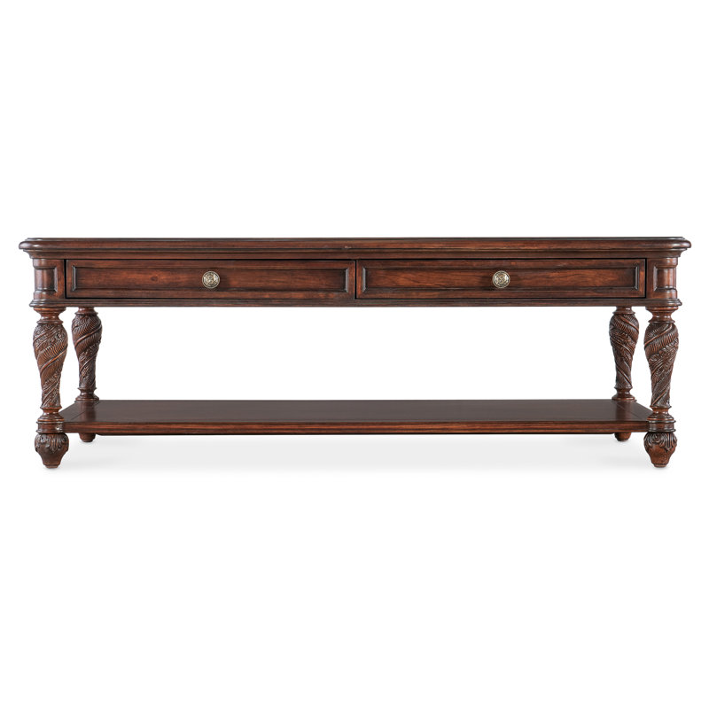 Charleston Brown Rectangular Wood Coffee Table with Storage