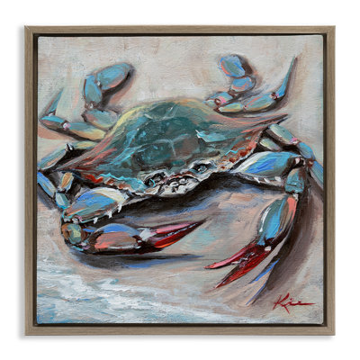  Art mural crabe bleu avec griffes rouges par Lindsay Kivi Fine Art