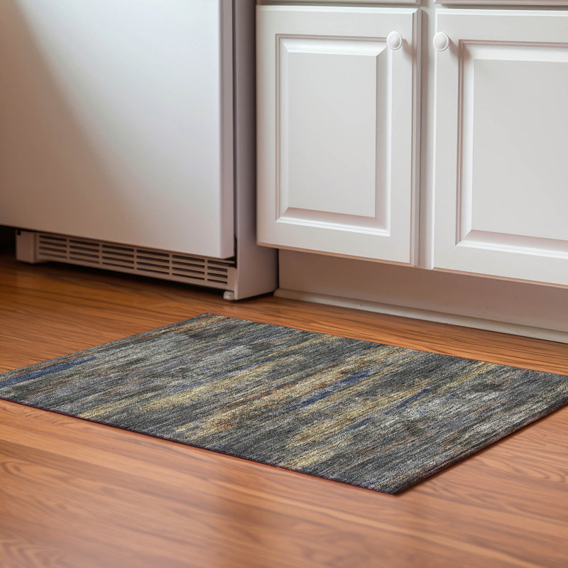 Premium Machine Washable Prisco Graphite Rug, Rectangle 1'8" x 2'6"