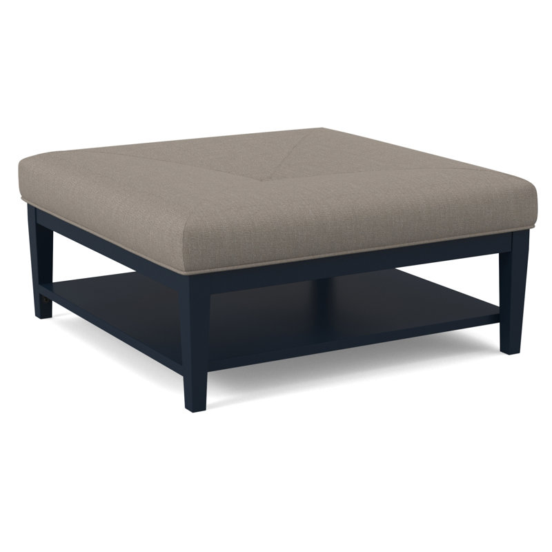 Hammond Square Ottoman, White Textured Performance; 0865-91, Honey Finish