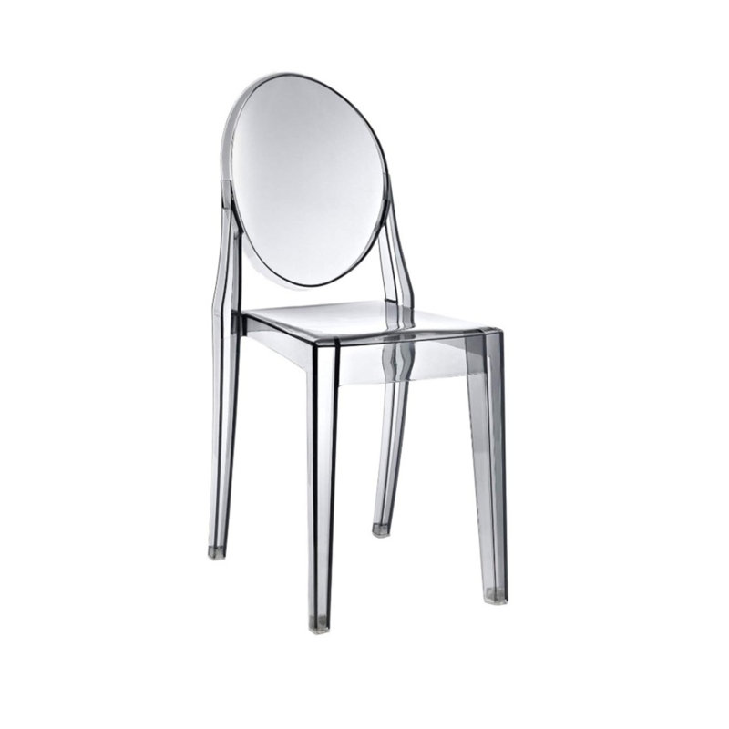 Modway Casper Modern Acrylic Stacking Four Dining Armchairs, Smoke