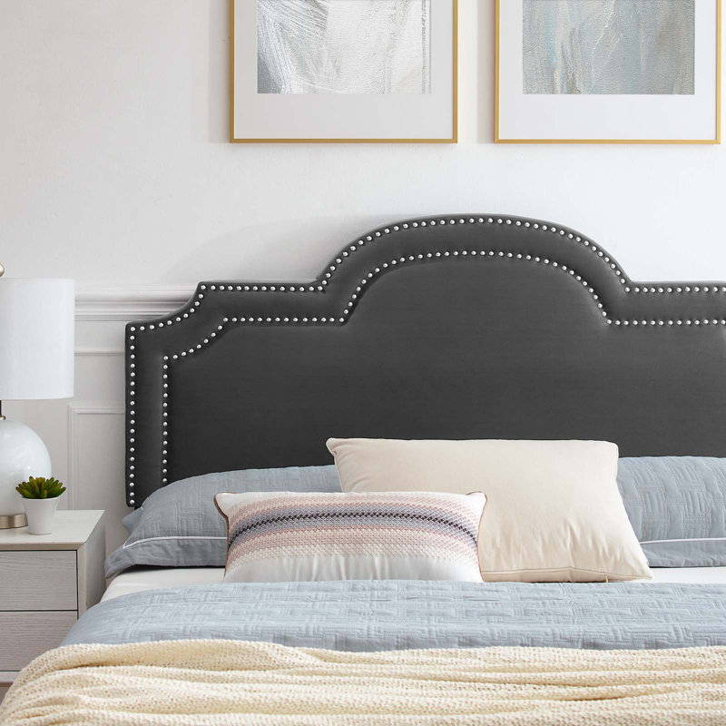 Modway Aviana Performance Velvet Bed, Charcoal, King