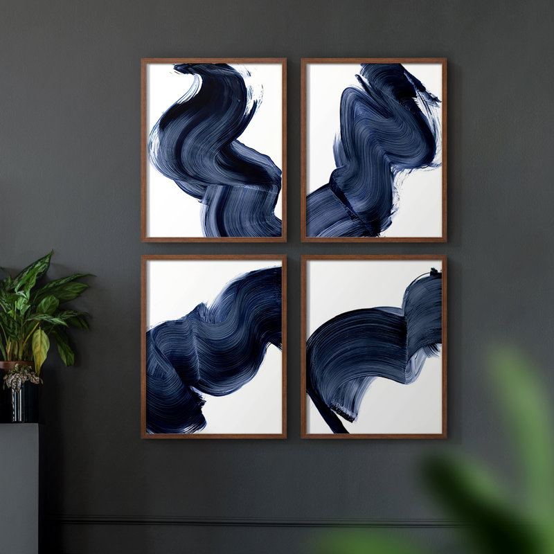 «Stone Aperture IV», ensemble de 4 encadrées, H 44 po x l 14 po, Noyer