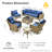 Emroy 6 - Person Reversible Modular Outdoor Conversation Set,Wicker Patio Seating Group with Lighted Coffee Table, All Weather Swivel Chair Set with Cushions-1029548062