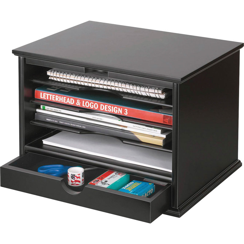 Rangement de bureau Russ, Noir, H 9,38 po x l 13,25 po x p 10,5 po