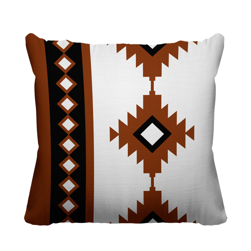 Coussin intérieur / extérieur Carlos Southwestern, L 17 po x H 17 po, Orange brûlé