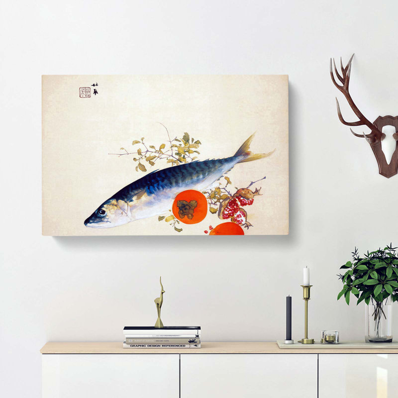 Fish And Fruit by Takeuchi Seiho - Wrapped Canvas, 40cm H x 60cm W x 3cm D