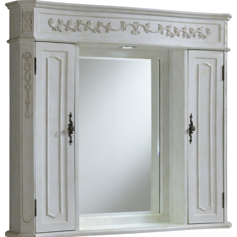 Armoire à pharmacie avec éclairage à DEL Burnet, Blanc antique