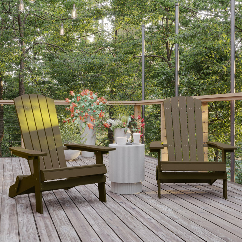 Chaise Adirondack pliante en résine Balasi, Acajou