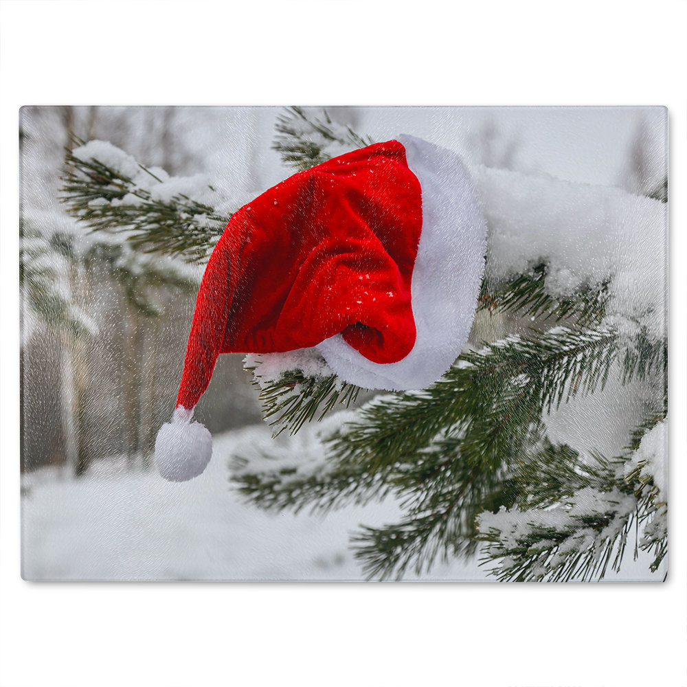 Santa Claus Hat Dining Glass Chopping Board