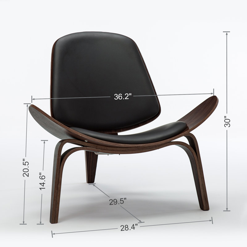 Chaise Suada Hans J. Wegner, Similicuir noir, Noyer