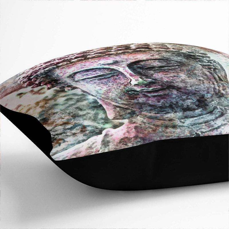 Peaceful Buddha Cushion with Filling, 55cm H x 55cm W x 20cm D, Black