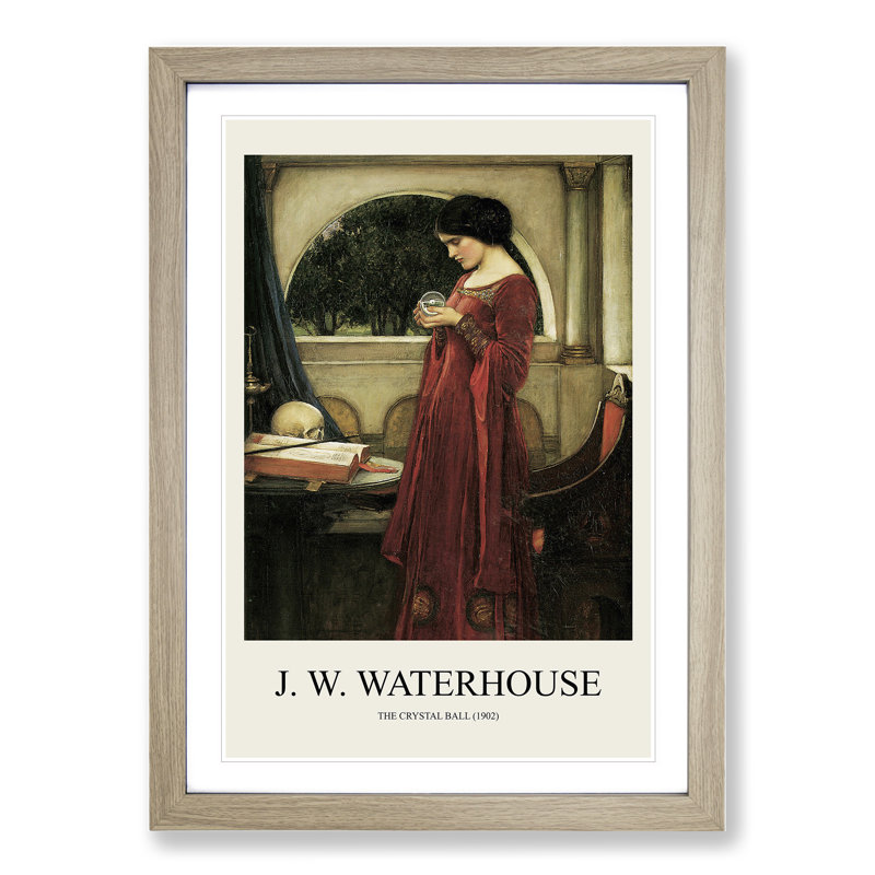The Crystal Ball by John William Waterhouse - Framed Print, Oak Framed, 36cm H x 27cm W x 2cm D