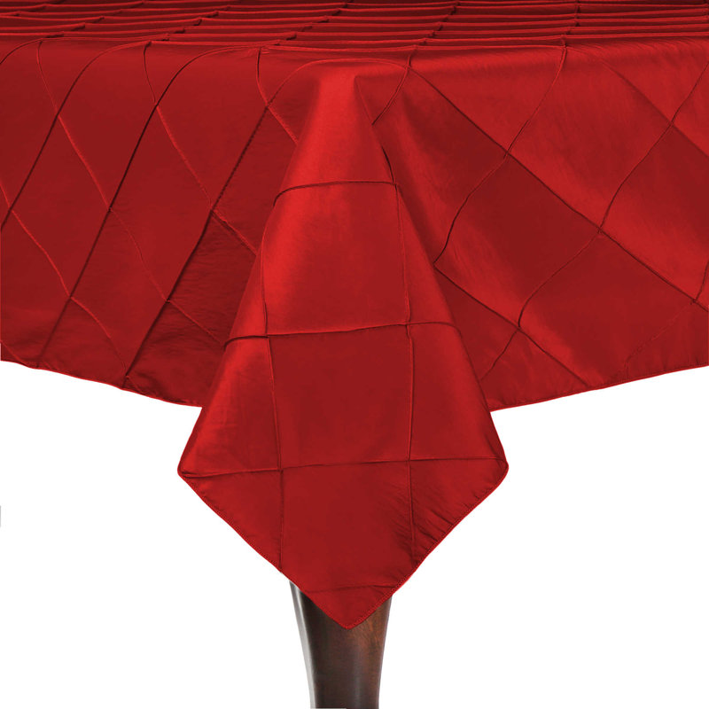 Ultimate Textile Embroidered Pintuck Taffeta Tablecloth Persimmon, 3, 72" Square, Red