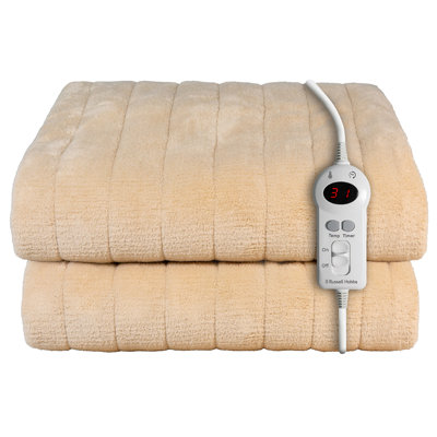 Russell Hobbs Rhht1004bg Heated Throw W/microfleece In Beige