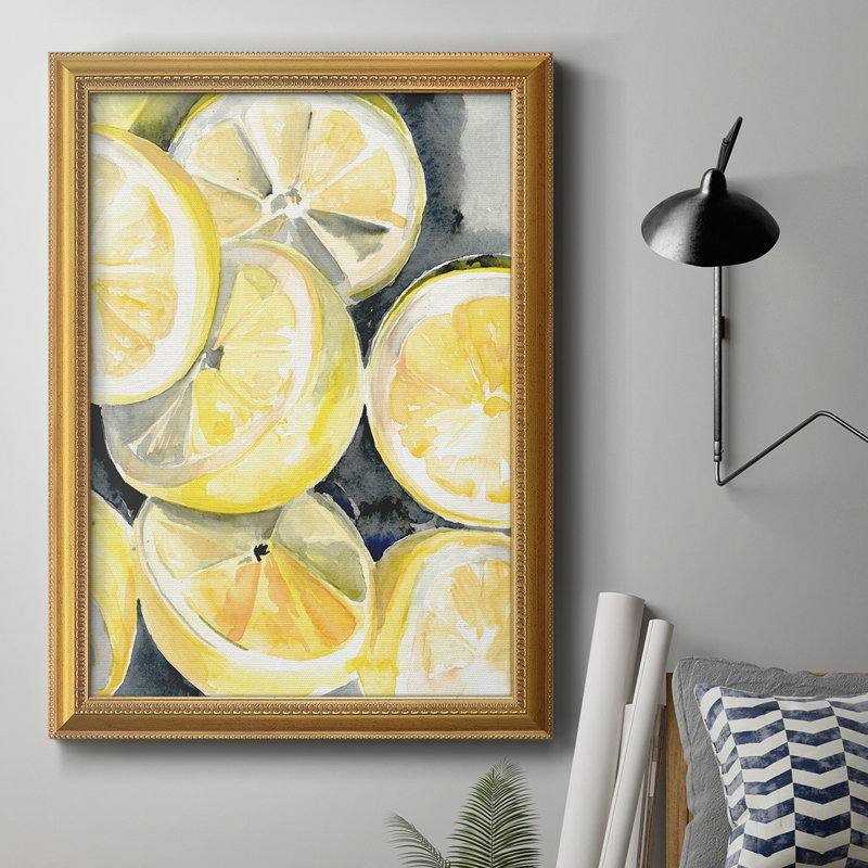 Lemon Slices I, toile encadrée de qualité supérieure - prête à être accrochée, H 20 po x l 16 po x P 1 po