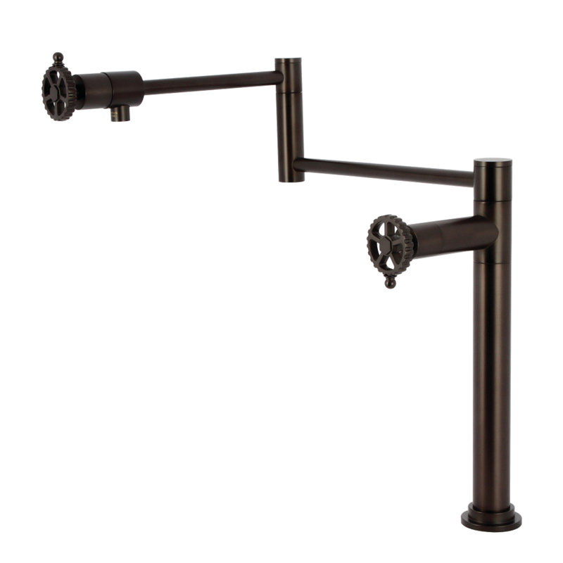 Kingston Brass Fuller Two-Handle 1-Hole Deck Mount Pot Filler Faucet, Oil Rubbed Bronze