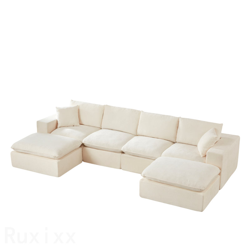 Canapé moderne en nuage de chenille, librement combinable, confortable pour s'asseoir, Chenille blanche