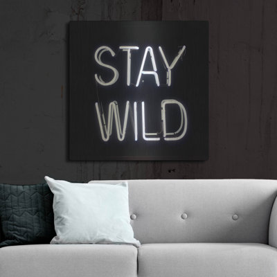Ebern Designs «Stay Wild In Neon White» par Luxe Portfolio, art mural en métal