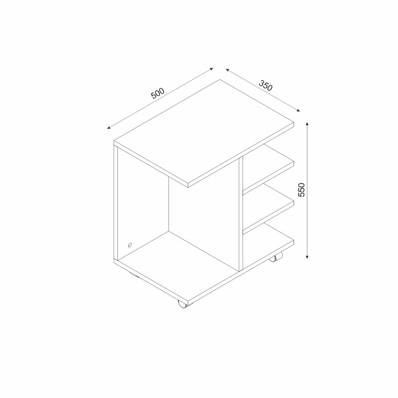 Table de bout à roulettes avec rangement