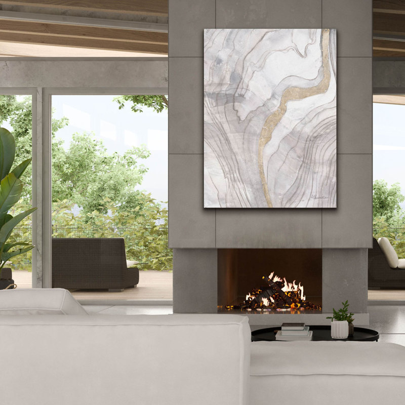 Art mural sur toile Epic Graffiti «Shimmering Water 2 Neutral» par Albena Hristova, H 54 po x l 40 po x P 1,5 po