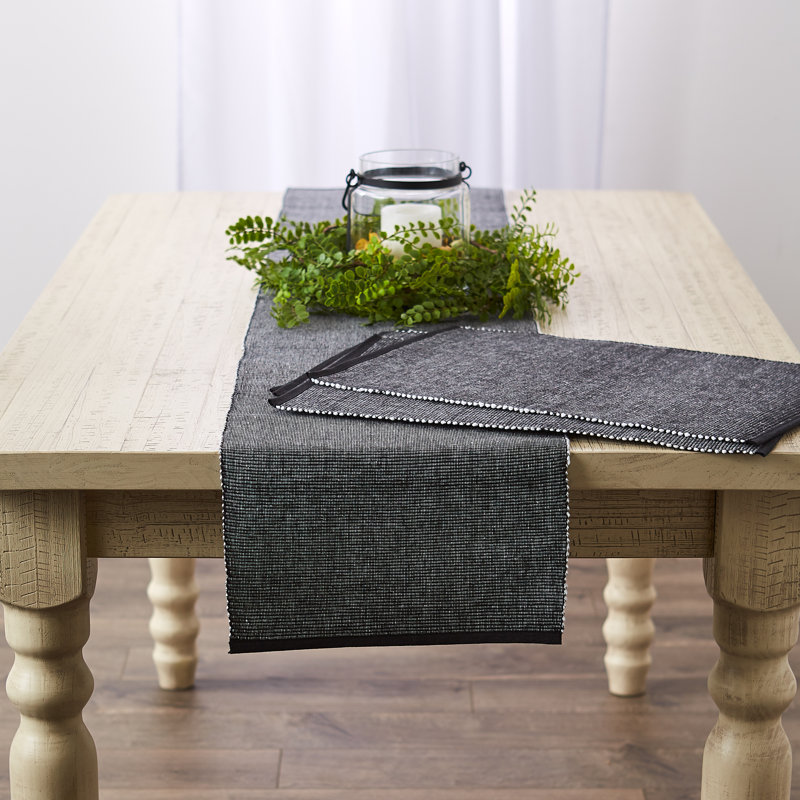 100% Cotton Table Runner, 72" x 13", Black