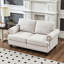 Design classique moderne de 59,5 po, canapé 100% beige, structure en bois massif et pieds brun foncé, sièges confortables en mousse à haute résilience, housses de coussin amovibles, rangement sous les sièges en tissu d'ameublement américain-1914861055