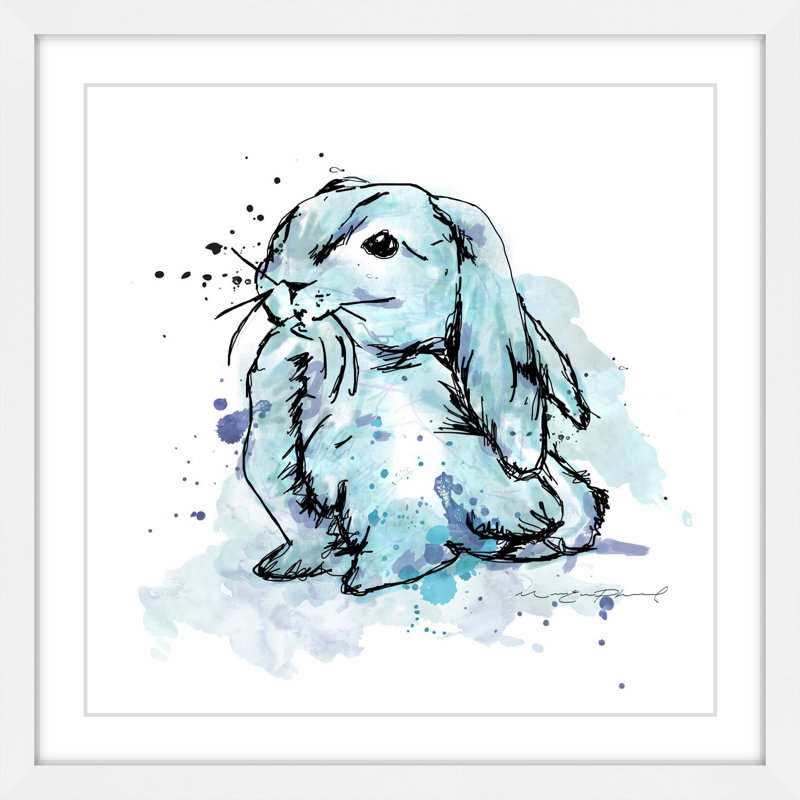 «Lapin Bleu», reproduction encadrée, H 18 po x l 18 po x P 1,5 po