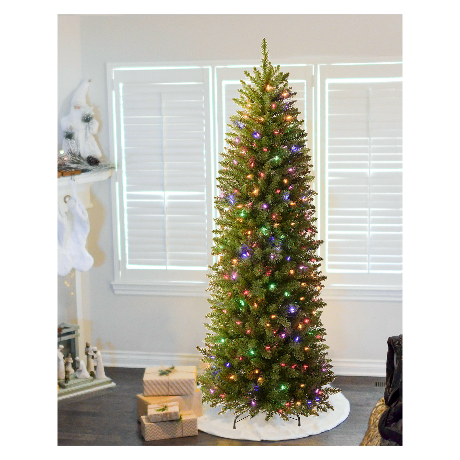 Lighted Artificial Spruce Christmas Tree, 6.5', Multicolored
