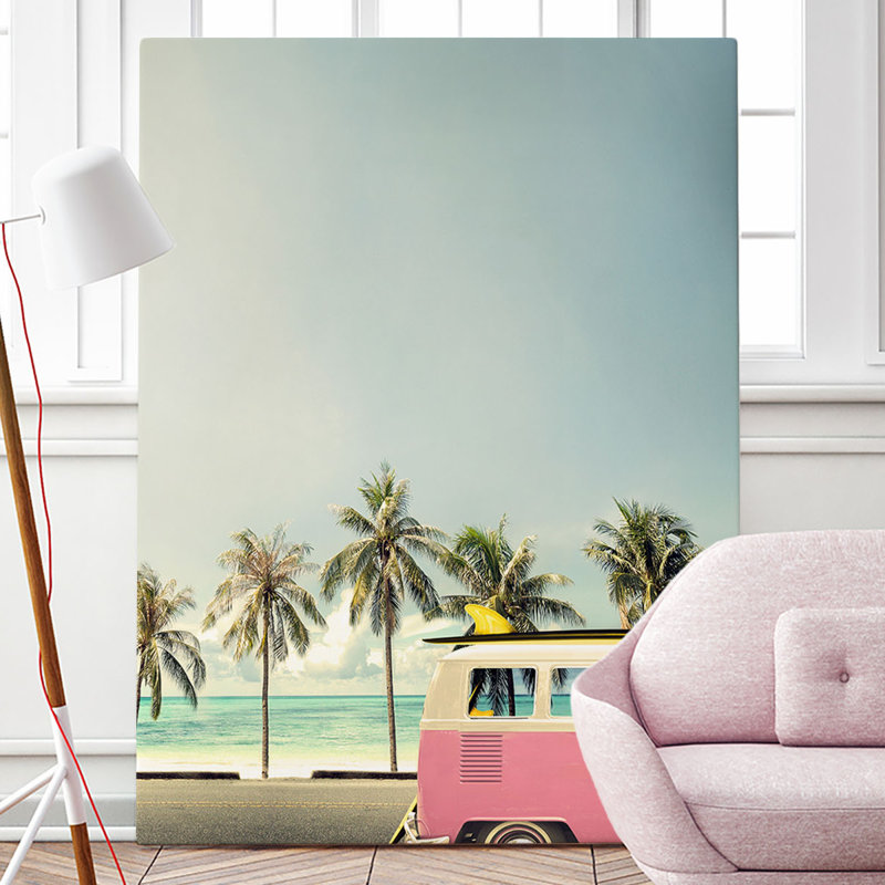 «Surf Bus Pink» par Design Fabrikken, reproduction de photo sur toile tendue