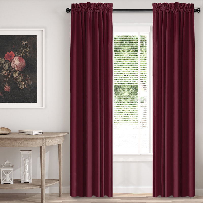 Velvet Room Darkening Curtain Pair, Red, 50" x 144" 