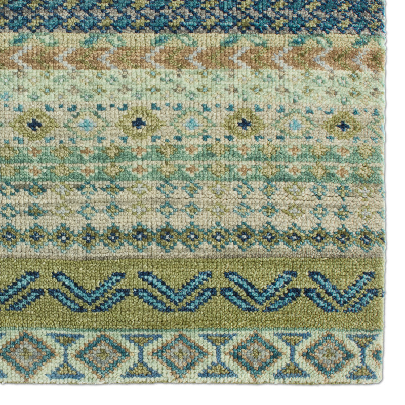 Jaipur Living Nisha LIB15 Handknot Ikat Green/Blue Area Rug (12'X15'), Rectangle 6' x 9'