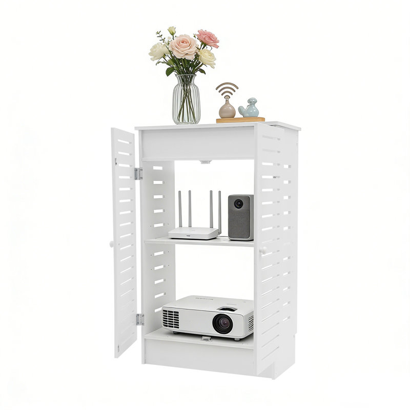 Floor Standing Router Storage Cabinet With Adjustable Shelf, White