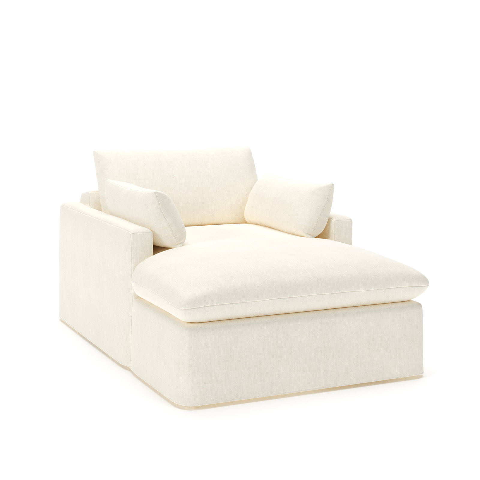 Luna Cotton Upholstered Chaise Lounge, Conversation Ivory Basketweave