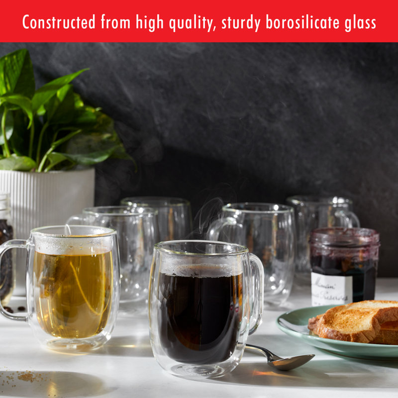 ZWILLING Sorrento Plus Double Wall Glass Coffee Mugs, Insulated Coffee Mug, Clear
